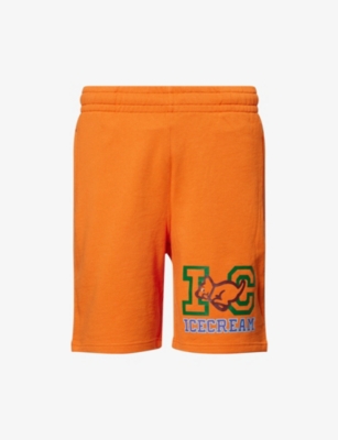 ICECREAM MENS ORANGE COLLEGIATE PUPPY LOGO-PRINT COTTON-JERSEY SWEAT SHORTS XL 