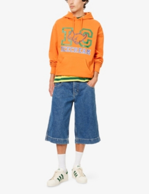 Icecream Mens Orange Puppy Popover Graphic-print Cotton Hoody In Orange