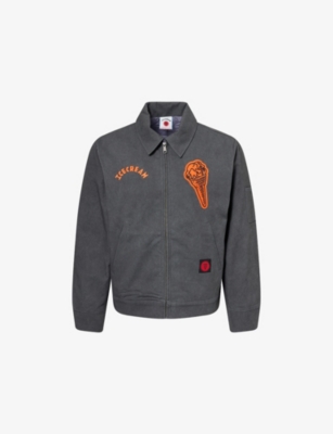 Icecream Mens Washed Black Cone Patch Padded Denim Jacket Xs
