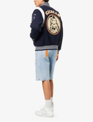ICECREAM: Collegiate Patch Brushed-Fleece Varsity Jacket