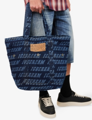 Icecream Mens Logo-print Denim Tote Bag Indigo Xs