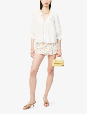 REFORMATION: Clover Floral-Print Linen Skort