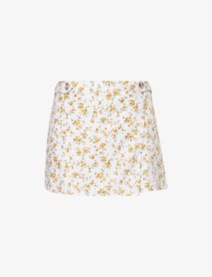 REFORMATION: Clover Floral-Print Linen Skort
