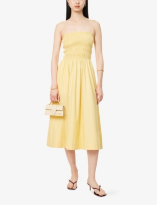 Kerrie Shirred Stretch-Cotton Midi Dress