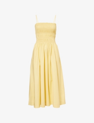 Kerrie Shirred Stretch-Cotton Midi Dress