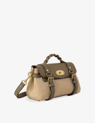 MULBERRY: Alexa Mini Leather and Raffia Satchel Bag