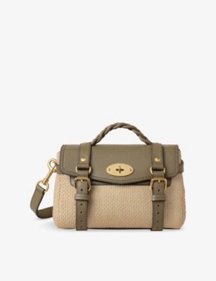 MULBERRY: Alexa Mini Leather and Raffia Satchel Bag