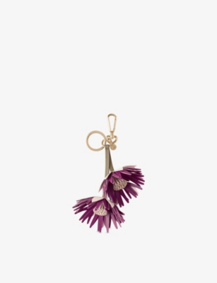 MULBERRY: Dahlia Flower Leather Keyring