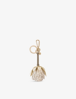 MULBERRY: Flower Pom Pom Leather Keyring