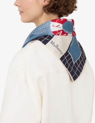 MULBERRY: Summer Pool Square Silk-Twill Scarf