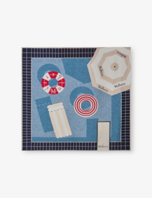 MULBERRY: Summer Pool Square Silk-Twill Scarf