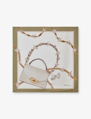 MULBERRY: Lana Bag and Chains Square Silk-Twill Scarf