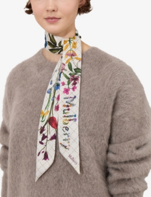 MULBERRY: Wild Floral-Print Woven Skinny Scarf