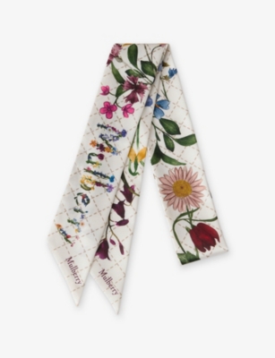 MULBERRY: Wild Floral-Print Woven Skinny Scarf