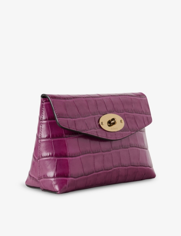 Darley Crocodile-Embossed Leather Cosmetics Pouch