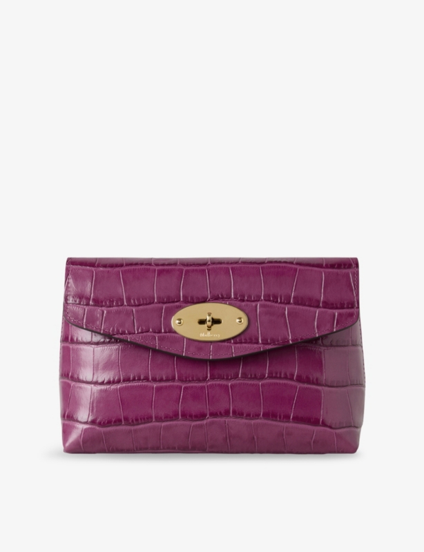 Darley Crocodile-Embossed Leather Cosmetics Pouch