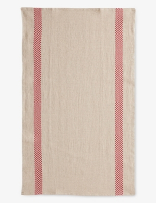 Charvet Lin Rouge Lustucru Checkerboard-stripe Linen Tea Towel