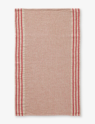 Charvet Lin Cerise Maya Striped Linen Tea Towel