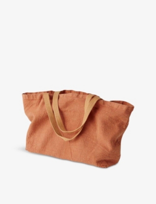Charvet Womens Terracotta Doudou Linen Tote Bag