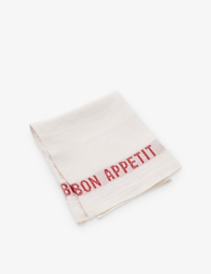 Charvet Rouge Bon Appetit Linen Napkin