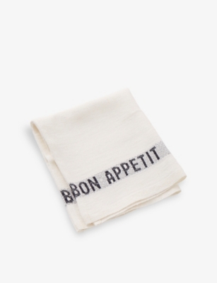 Charvet Noir Bon Appetit Linen Napkin