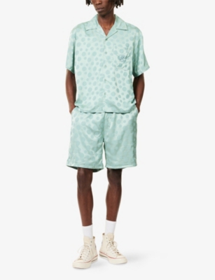 HONOR THE GIFT: Embroidered-Logo Polka-Dot Satin Shirt