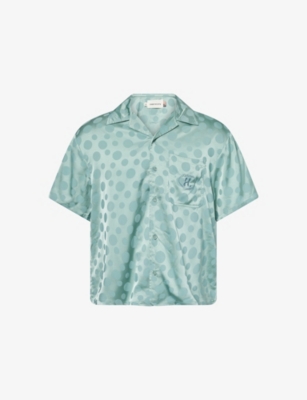 HONOR THE GIFT: Embroidered-Logo Polka-Dot Satin Shirt