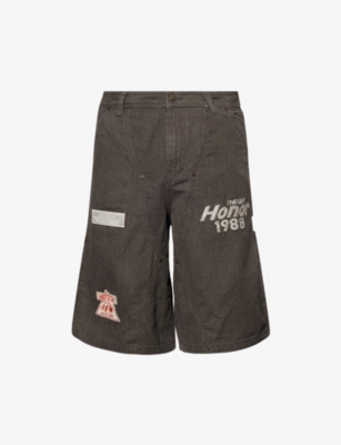 HONOR THE GIFT: Carpenter Embroidered-Patch Denim Shorts
