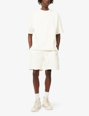 Honor The Gift Mens Bone Block Party Embroidered-text Cotton-jersey Shorts Xl In Neutral