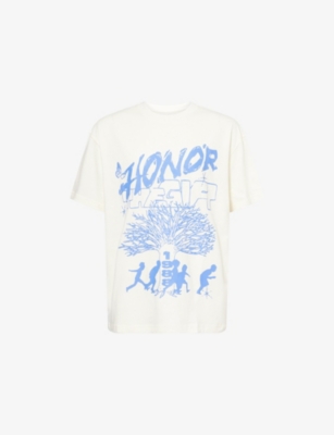 Honor The Gift Mens Bone Graphic-print Short-sleeve Cotton T-shirt In White