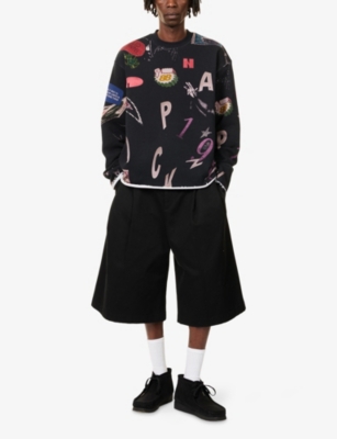 HONOR THE GIFT: Collage-Print Raw-Edge Cotton-Jersey Sweatshirt