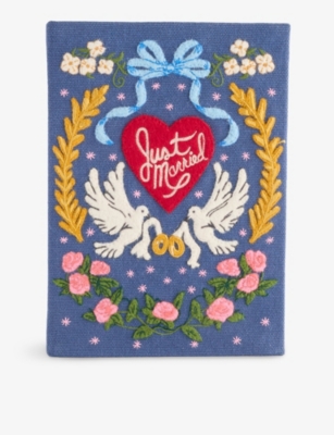 Olympia Le-tan Womens Ocean Just Married Embroidered Book Cotton-blend Clutch Bag