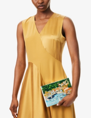 OLYMPIA LE-TAN: Olympia Le-Tan x Nina Darzi Embroidered Book Cotton-Blend Clutch Bag