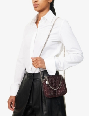Stella Mccartney Womens Raisin Falabella Small Crystal Tote Bag