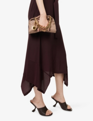 Stella Mccartney Womens Steel Grey Mini Saggy Drawstring Faux-suede Cross-body Bag In Gray