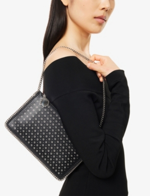 Stella Mccartney Womens Black Pochette Eyelets Faux-leather Shoulder Bag In Multi