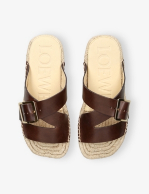 LOEWE: Petal Leather Espadrille Sliders