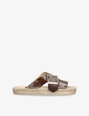 LOEWE: Petal Leather Espadrille Sliders