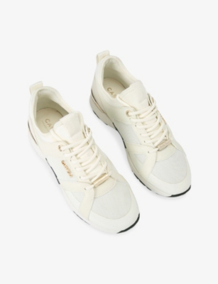 Carvela Womens Cream Tempo Mesh And Suede Low-top Trainers Eur 36 / 3 Uk In White