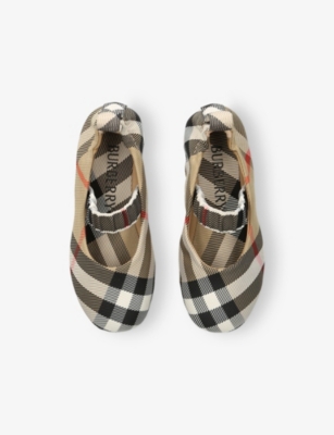 Burberry Beige Comb Kids' Chaterley Check-pattern Woven Ballet Flats Eur 25 /7.5 Uk