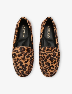 Carvela Womens Blk/brown Avola Leopard Suede Flat Loafers Eur 42/ 9 Uk In Brown