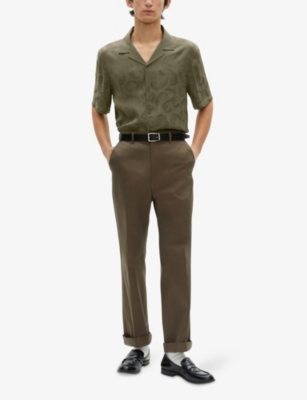 THE KOOPLES: Short-Sleeve Feather Jacquard-Pattern Woven Shirt