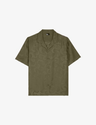 THE KOOPLES: Short-Sleeve Feather Jacquard-Pattern Woven Shirt