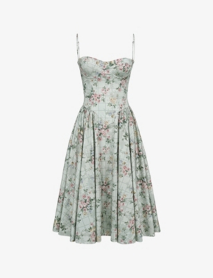 HOUSE OF CB: Samaria Floral-Print Cotton Midi Dress