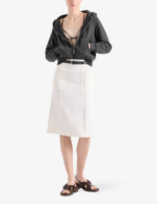 Prada Kapuzenpullover Aus Baumwolle Mit Reissverschluss In Black