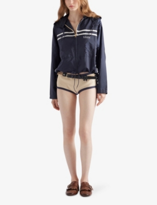 Prada Womens Blue Re Nylon Logo-embellished Woven Blouson Jacket