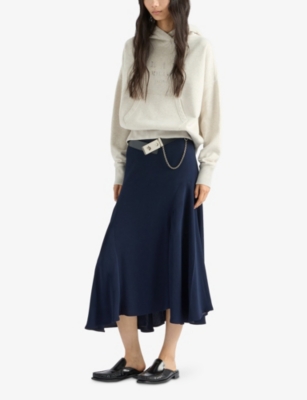 Shop Prada Womens  Cady Flared Woven Midi Skirt