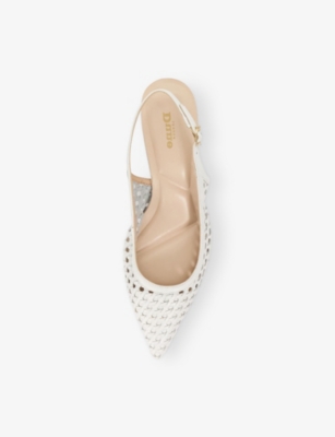 DUNE: Divided Weave Slingback Leather Kitten-Heel Pumps