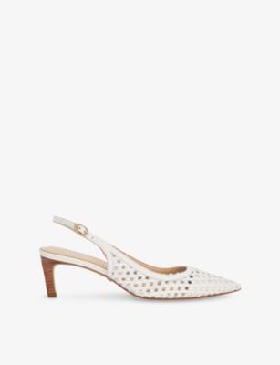 DUNE: Divided Weave Slingback Leather Kitten-Heel Pumps