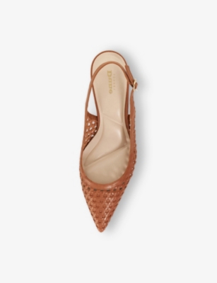 DUNE: Divided Weave Slingback Leather Kitten-Heel Pumps
